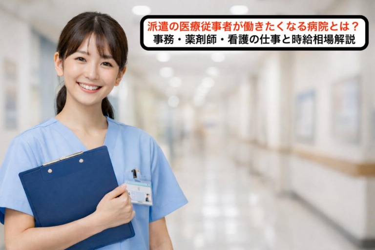 派遣の医療従事者が働きたくなる病院とは？事務・薬剤師・看護の仕事と時給相場解説