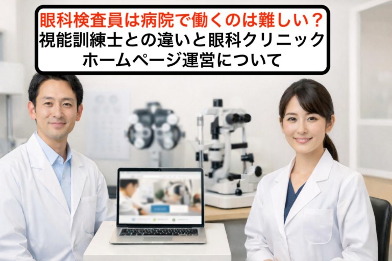 眼科検査員は病院で働くのは難しい？視能訓練士との違いと眼科クリニックホームページ運営について